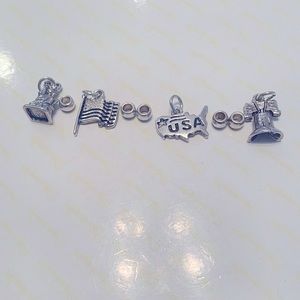 Sterling Silver USA Charms with Bead Spacers